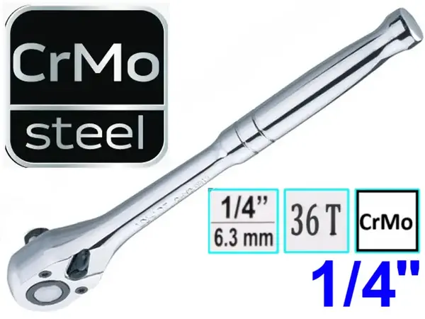 Ключ трещотка цельнолитой 131мм CrMo 1/4″