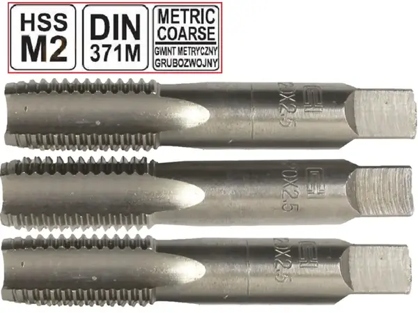 Метчики ручные комплектные HSS M2 М20х2.5мм
