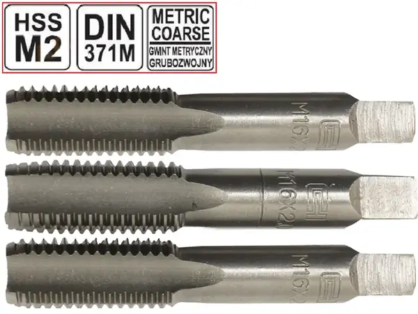 Метчики ручные комплектные HSS M2 М16х2мм