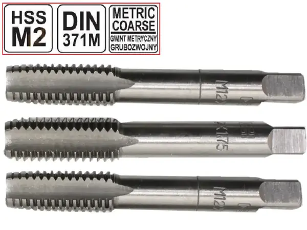 Метчики ручные комплектные HSS M2 М12х1.75мм