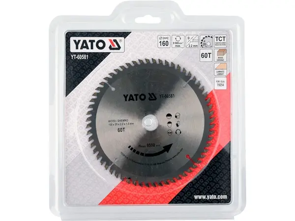 Диск для циркулярной пилы 160x20x60 зубов Yato