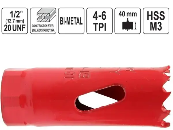 Коронка біметалева 19 мм HSS M3 (4-6 TPI)