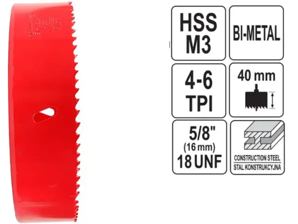 Коронка биметаллическая 140 мм HSS M3 (4-6 TPI)