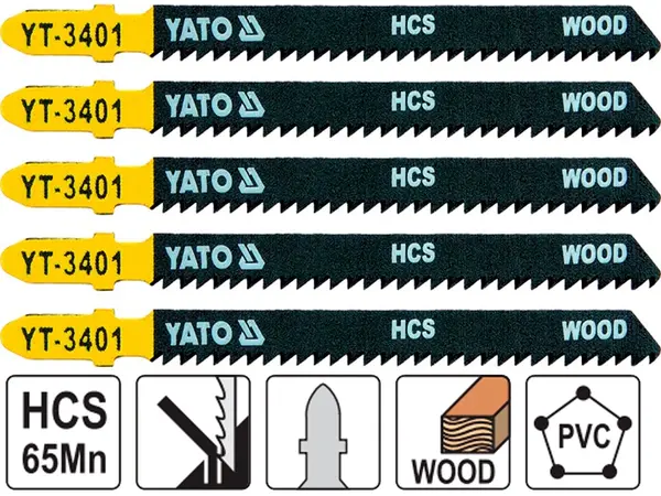 Пилки лобзиковые по пластику и дереву Yato