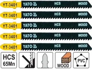 Пилки лобзиковые по пластику и дереву Yato
