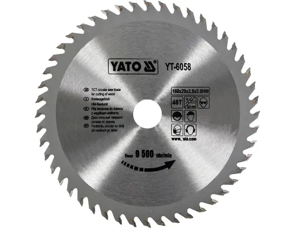 Пильний диск по дереву Yato 160х20х48зубов