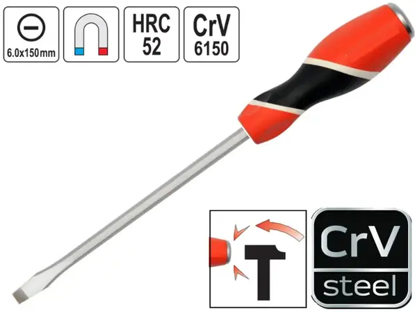 Отвертка шлицевая ударная CrV SL6х150мм