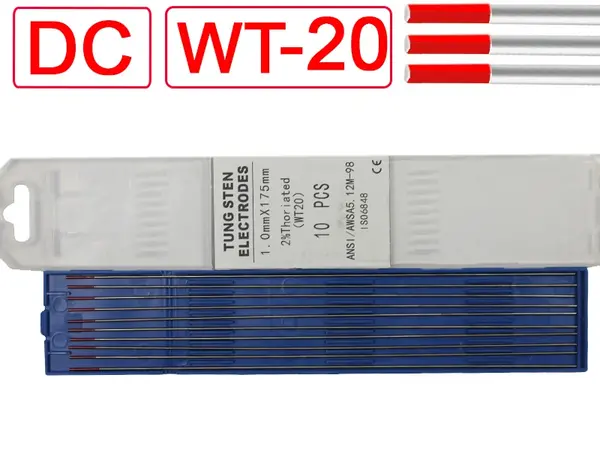 Вольфрамовый электрод WT-20 1.0 мм (Красный) для стали DC