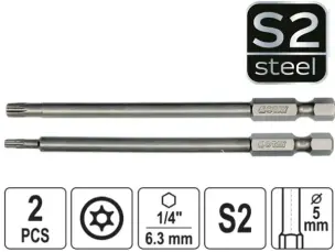 Довгі біти Torx (зірочка) T10, T25 100мм S2 (набір 2 шт)