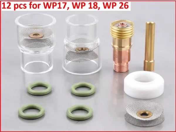 Набор прозрачных сопел с газовой линзой WP-17/18/26 (2.4 мм) 12 шт