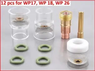 Набор прозрачных сопел с газовой линзой WP-17/18/26 (2.4 мм) 12 шт