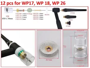 Набор прозрачных сопел с газовой линзой WP-17/18/26 (2.4 мм) 12 шт