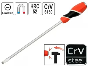 Отвертка шлицевая ударная CrV SL6х250мм
