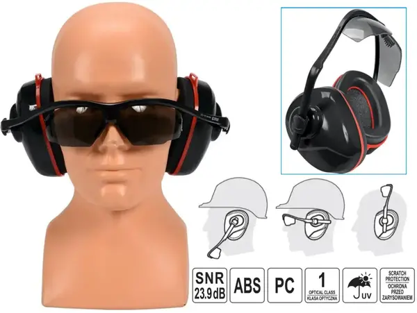 Наушники строительные с защитными очками SNR 23.9 дБ