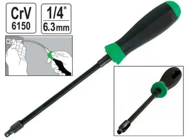 Гнучкий вороток TopTul 1/4" 290 мм CrV 6150 для торцевих головок