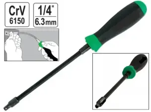 Гнучкий вороток TopTul 1/4" 290 мм CrV 6150 для торцевих головок