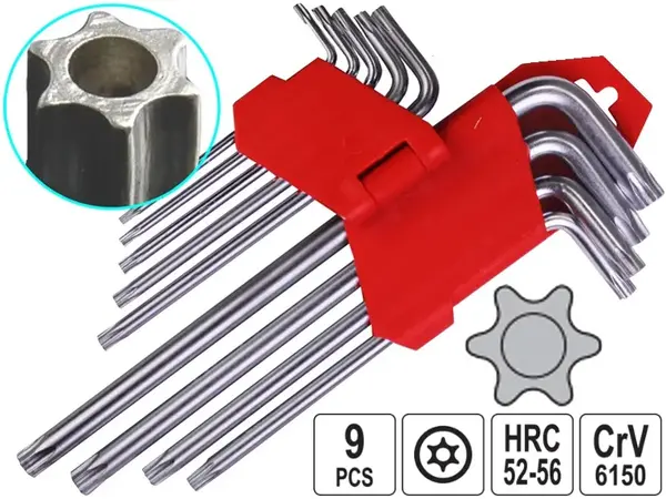 Профессиональный набор ключей Torx с отверстием CrV (T10-T50)