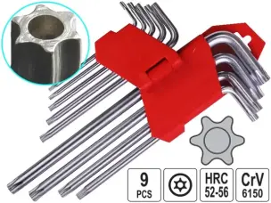 Профессиональный набор ключей Torx с отверстием CrV (T10-T50)