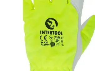 Тонкие рабочие перчатки из кожи и флуоресцентной ткани 10''