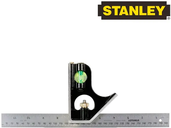 Угольник комбинированный с уровнем 300мм Stanley
