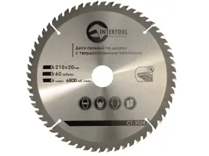 Диск пильний по дереву Intertool 210х30х60Т
