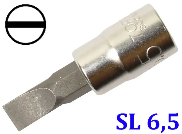 Плоская бита в торцевой головке 37мм под ¼ TopTul SL6,5