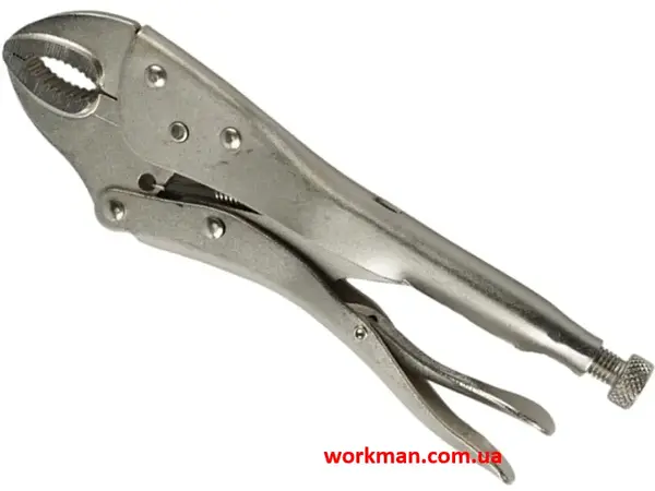 Затискні кліщі з фіксатором (напівкруглі губки) WorkMan ARC-220