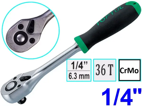 Ключ трещотка TopTul 150мм CrMo 1/4″