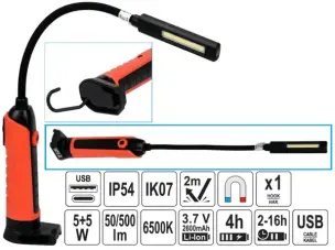 Аккумуляторный светодиодный фонарь COB LED 10+4W