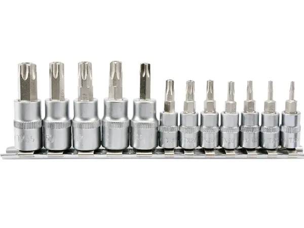 Набор головок с битами Torx 12 шт (1/4'' и 3/8'') сталь S2
