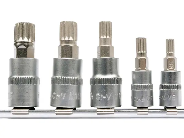 Набір біт Spline 5 шт (M5-M12) під квадрат 1/4" та 3/8"