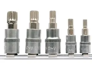Набір біт Spline 5 шт (M5-M12) під квадрат 1/4" та 3/8"
