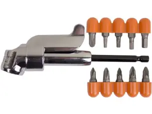 Насадка кутова 90° для біт 1/4" HEX (11 Нм) + 10 біт