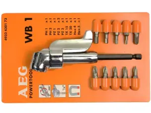 Насадка кутова 90° для біт 1/4" HEX (11 Нм) + 10 біт