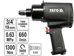 Пневмогайковерт ударний Yato 3/4″ 1300Нм