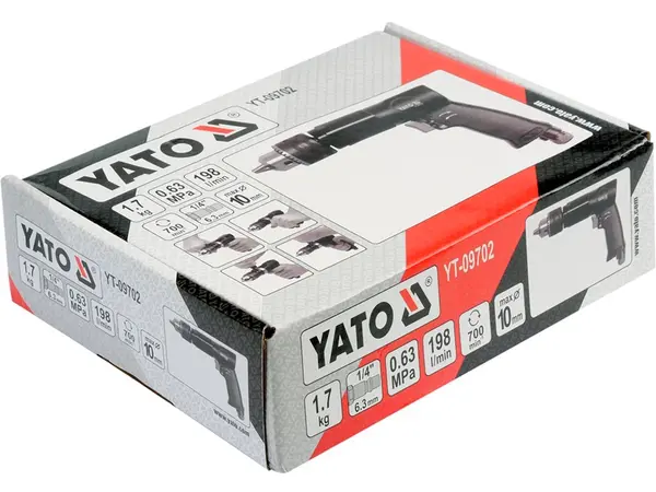 Угловая пневмодрель с рукояткой Yato YT-09702