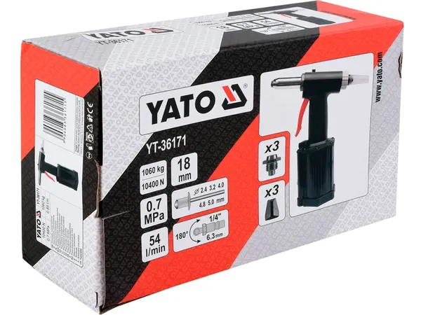 Пневмозаклепочник Yato 2,4-5мм