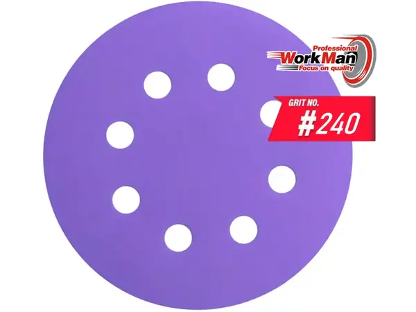 Круг на липучке P240 WorkMan Ceramic 125мм (шлифовка грунта)