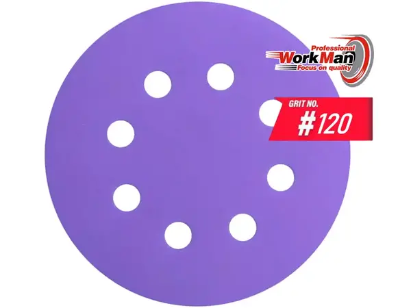 Круг на липучке P120 WorkMan Ceramic 125мм (под грунт и лак)