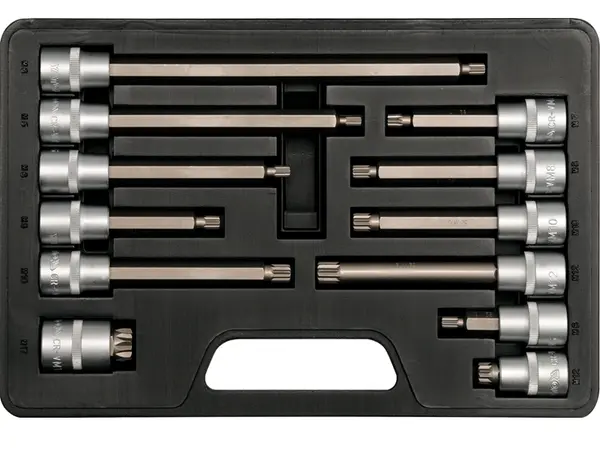 Набір головок з бітами Spline (M5-M12) подовжені 1/2" S2