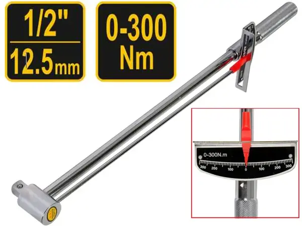 Ключ динамометрический стрелочный 1/2″ C45 с диапазоном 0-300 Нм