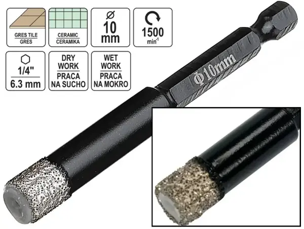 Алмазное сверло DiamMatrix 10 мм по керамограниту с воском