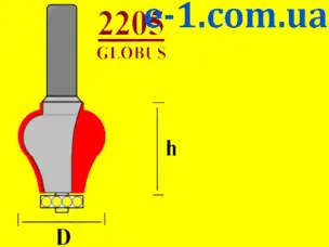 Фреза с нижним подшипником Глобус 2205 D25 фигурная кромочная