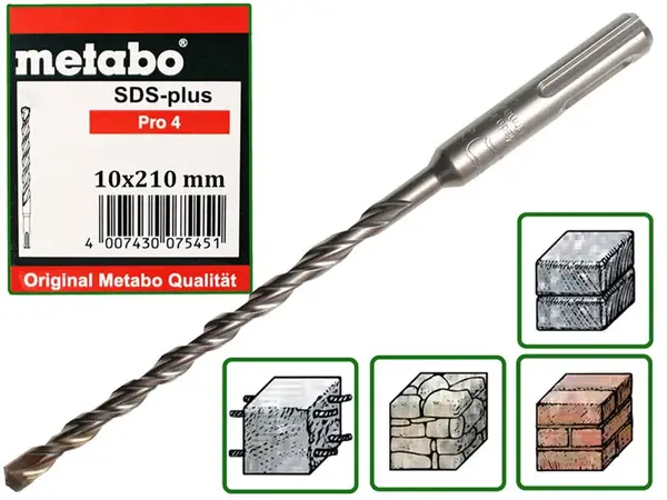 Бур SDS-Plus 10Х210мм для перфоратора по бетону Metabo Pro4
