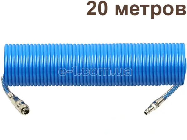 Пневмошланг спіральний (PU) 6.5x10 мм, 20 м, 15 Бар