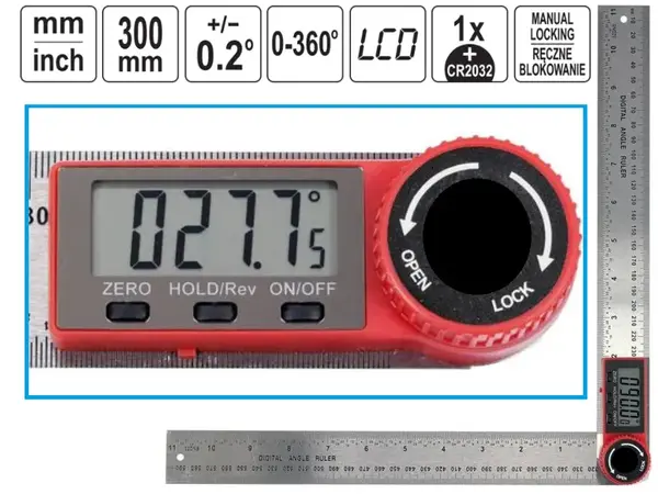 Угломер электронный LCD ±0.2˚ 300мм