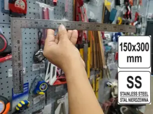Угольник из нержавеющей стали 150х300 мм (гравированная шкала)