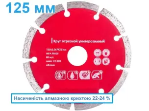 Диск відрізний алмазний сегментний 125мм
