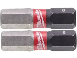 Бита ударная шестигранная Milwaukee Shockwave 25мм Hex6 (2шт)