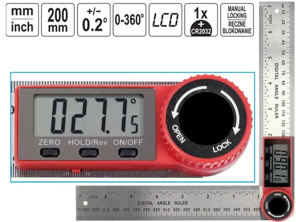 Угломер электронный LCD ±0.2˚ 200мм